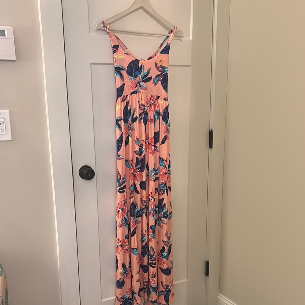 Floral Maxi Dress in Peach and Blue